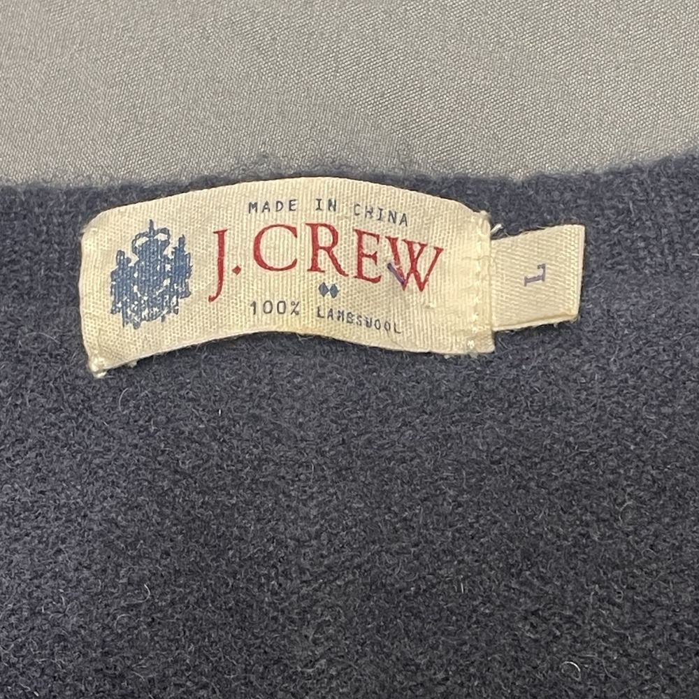J. Crew 100% LambsWool Sweater Men's Large Blue Gray Argyle‎ V-Neck Pullover - Picture 3 of 8